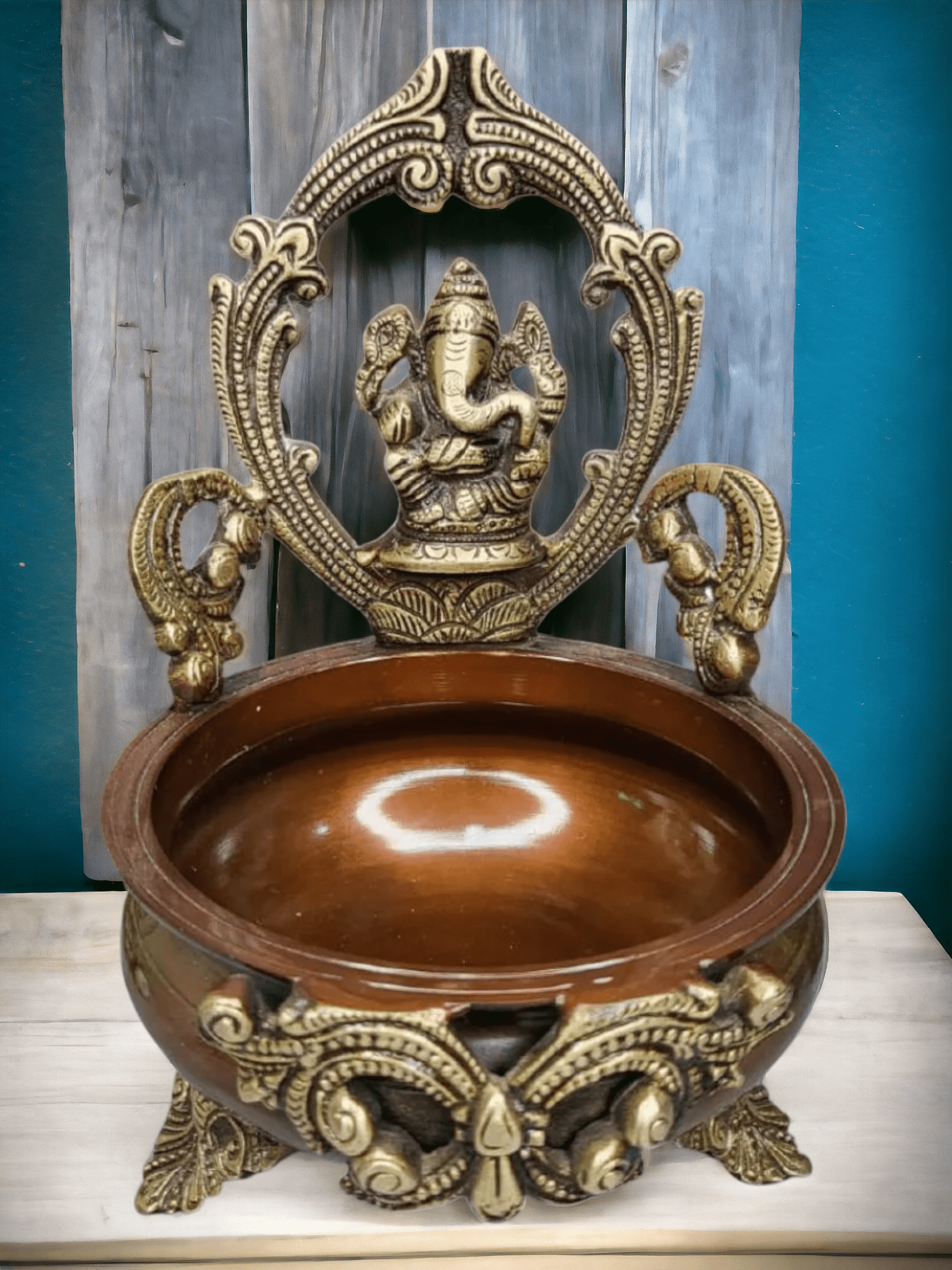 Brass Ganesha Design Brass Decor Urli Bowl